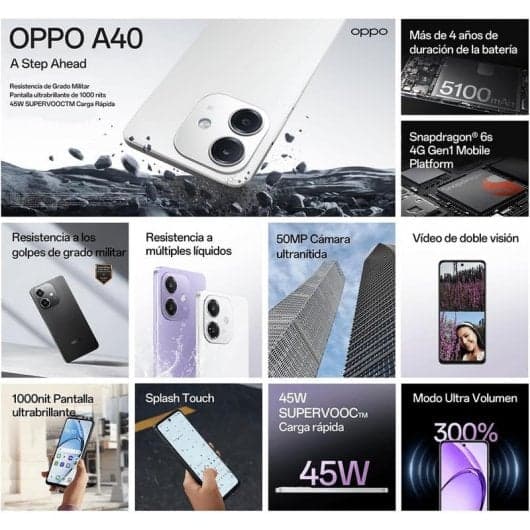 OPPO A40 6/128GB Blanco Libre