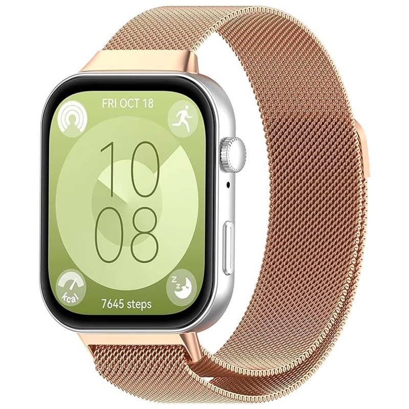 Pulseira Milanesa Magnética Huawei Watch Fit 3 Dourado Rosa