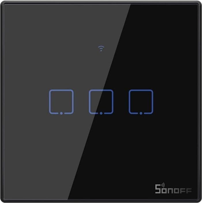 Sonoff T3EU3C - 3-gang Wi-Fi Smart Wall Switch - Black