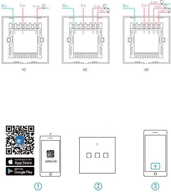 Sonoff T3EU3C - 3-gang Wi-Fi Smart Wall Switch - Black