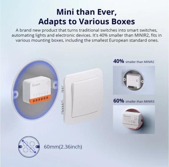 Sonoff WLAN light actuator MINIR4, 2400 W, 1-fold