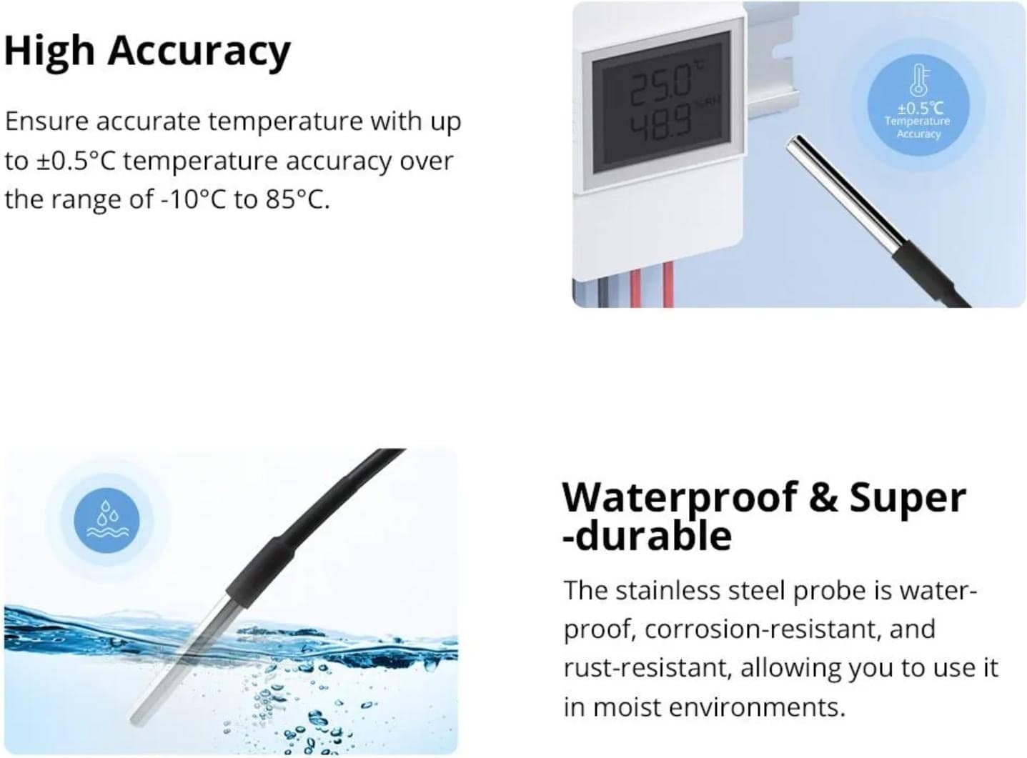 Sonoff WTS01 Temperature sensor Waterproof RJ9 1.5m