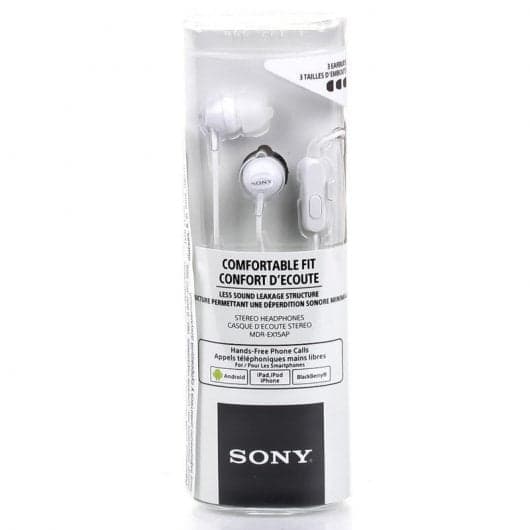 Sony MDR-EX15AP Auriculares com Microfone Brancos