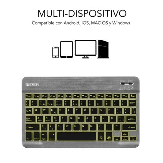 Subblim Smart Backlit Teclado Bluetooth Cinzento