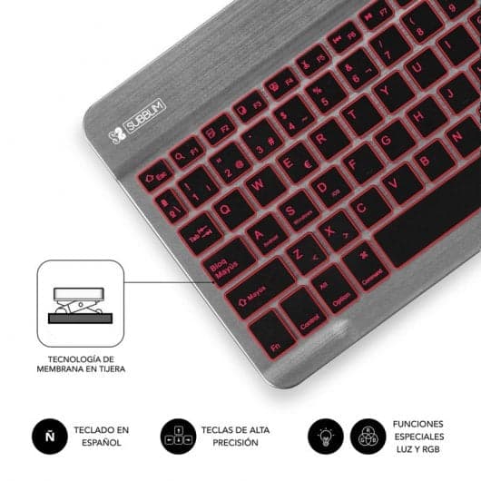 Subblim Smart Backlit Teclado Bluetooth Cinzento