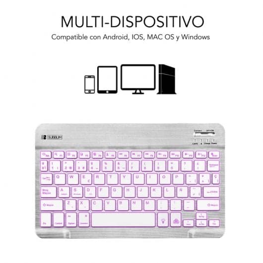 Subblim Smart Backlit Teclado Bluetooth Prateado
