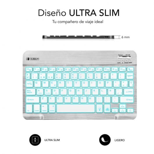 Subblim Smart Backlit Teclado Bluetooth Prateado