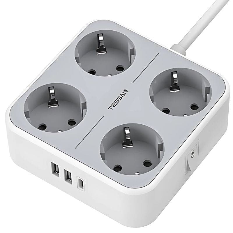 TESSAN TS-302-C-GR 4 tomadas AC + 3 USB Branco