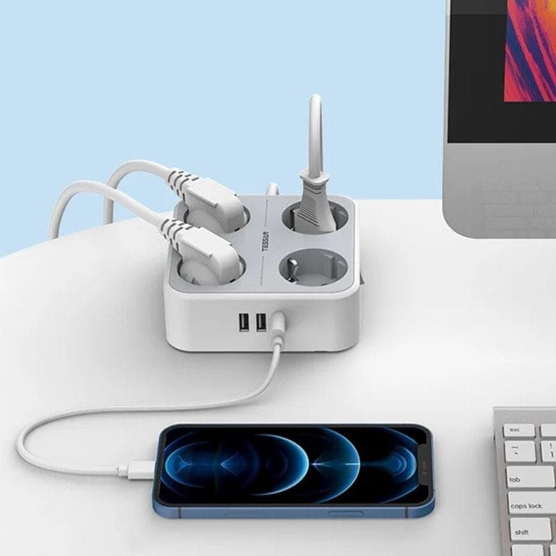 TESSAN TS-302-C-GR 4 tomadas AC + 3 USB Branco