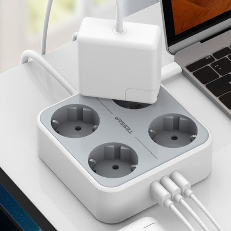 TESSAN TS-302-C-GR 4 tomadas AC + 3 USB Branco