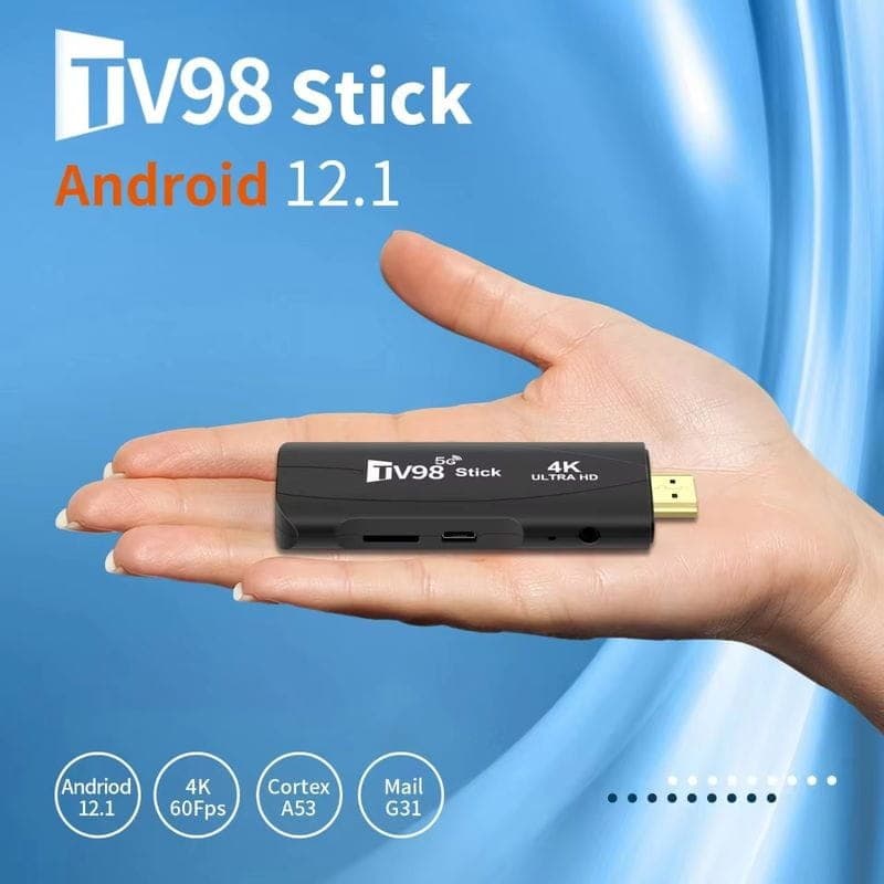 TV98 Stick 4K 1GB/8GB Dual WIFI Android 14 Preto - Android TV