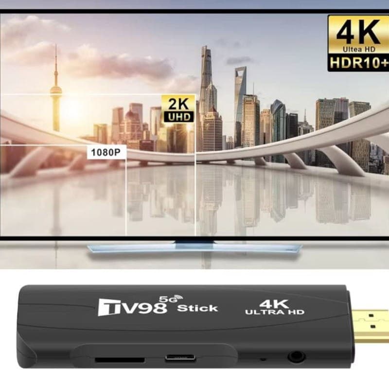 TV98 Stick 4K 1GB/8GB Dual WIFI Android 14 Preto - Android TV