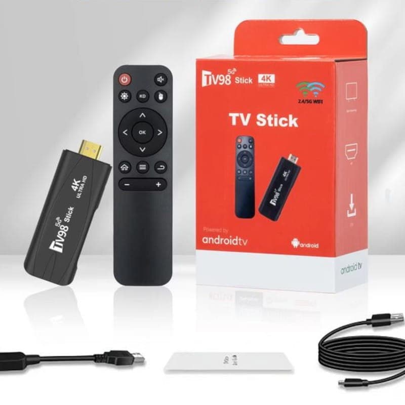 TV98 Stick 4K 1GB/8GB Dual WIFI Android 14 Preto - Android TV