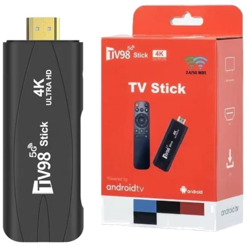 TV98 Stick 4K 1GB/8GB Dual WIFI Android 14 Preto - Android TV