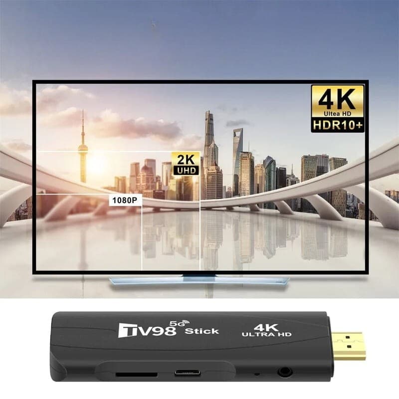 TV98 Stick 4K 2GB/16GB WIFI Dual Android 12 Preto - Android TV