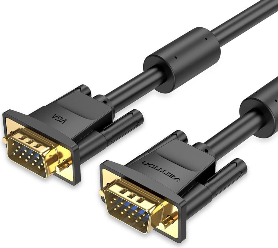 Vention VGA(3+6) Male to Male Cable with ferrite cores 1.5M Black