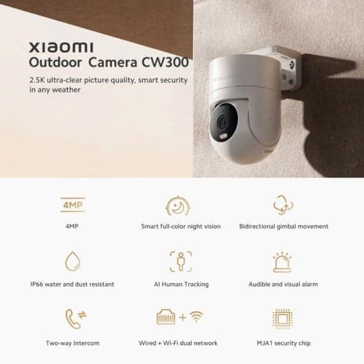 Xiaomi CW300 Outdoor Camera Câmara de Vigilância 2,5K Branca