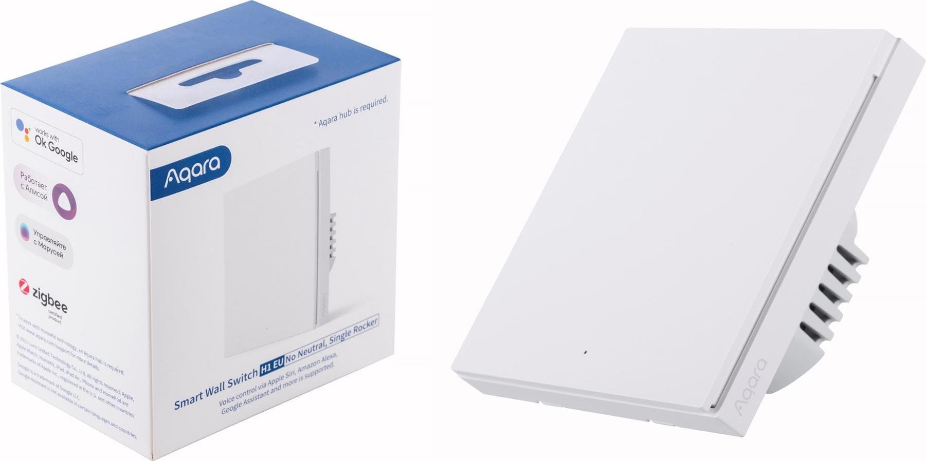 Xiaomi Smart Wall Switch H1 White No Neutral, Single Rocker (Zigbee)