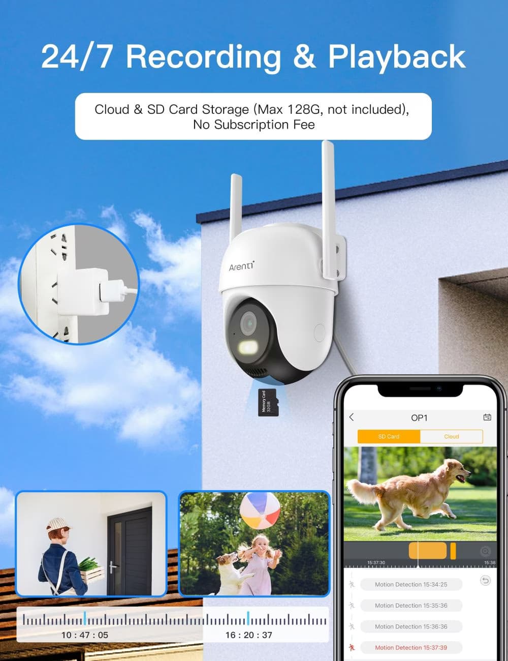 Arenti OP1 4MP UHD IP65 WiFi Branco Câmara de Segurança