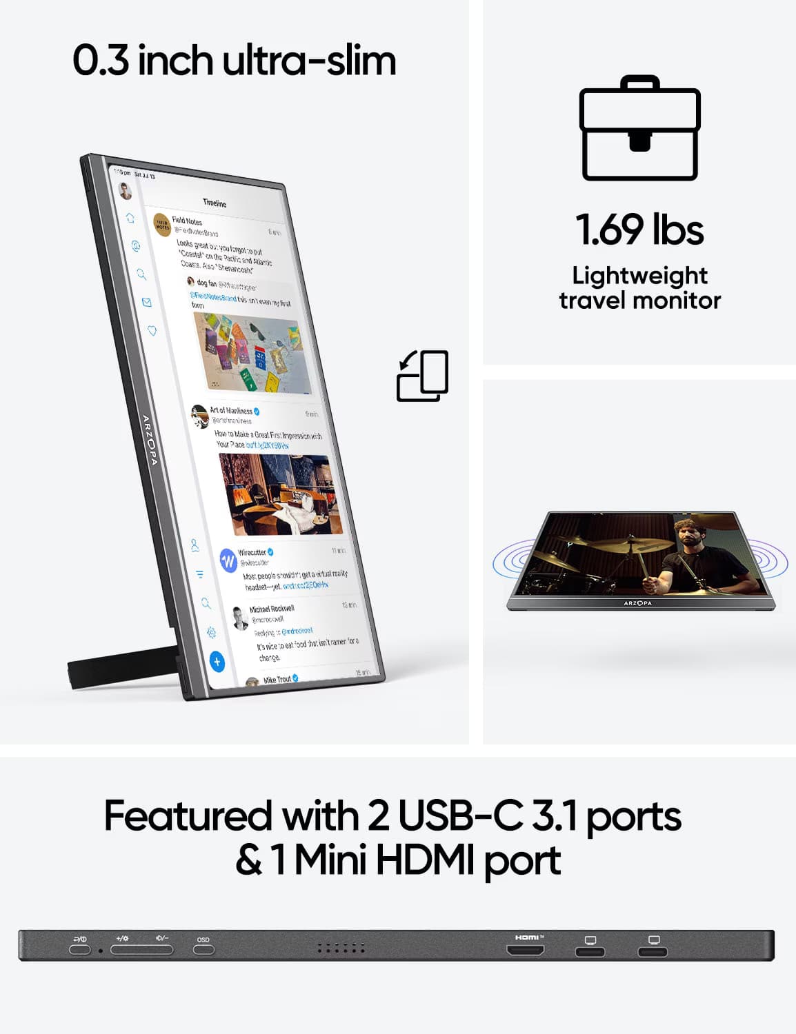 Arzopa A1 M 17.3" Full HD IPS HDR
