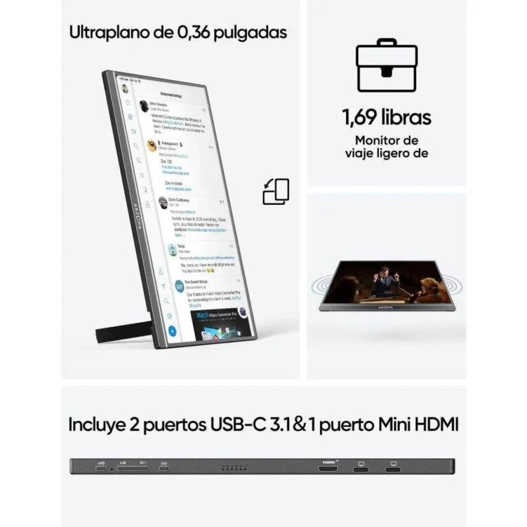 Arzopa Z1C 16,1 polegadas FHD IPS 60 Hz - Monitor portátil
