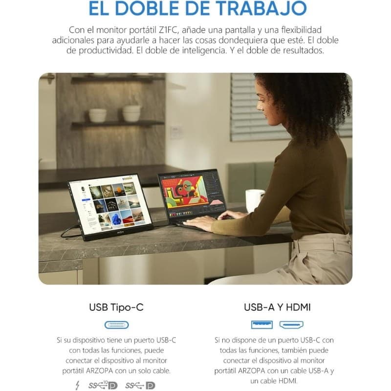 Arzopa Z1FC 16,1" FHD IPS 144Hz HDR - Monitor portátil