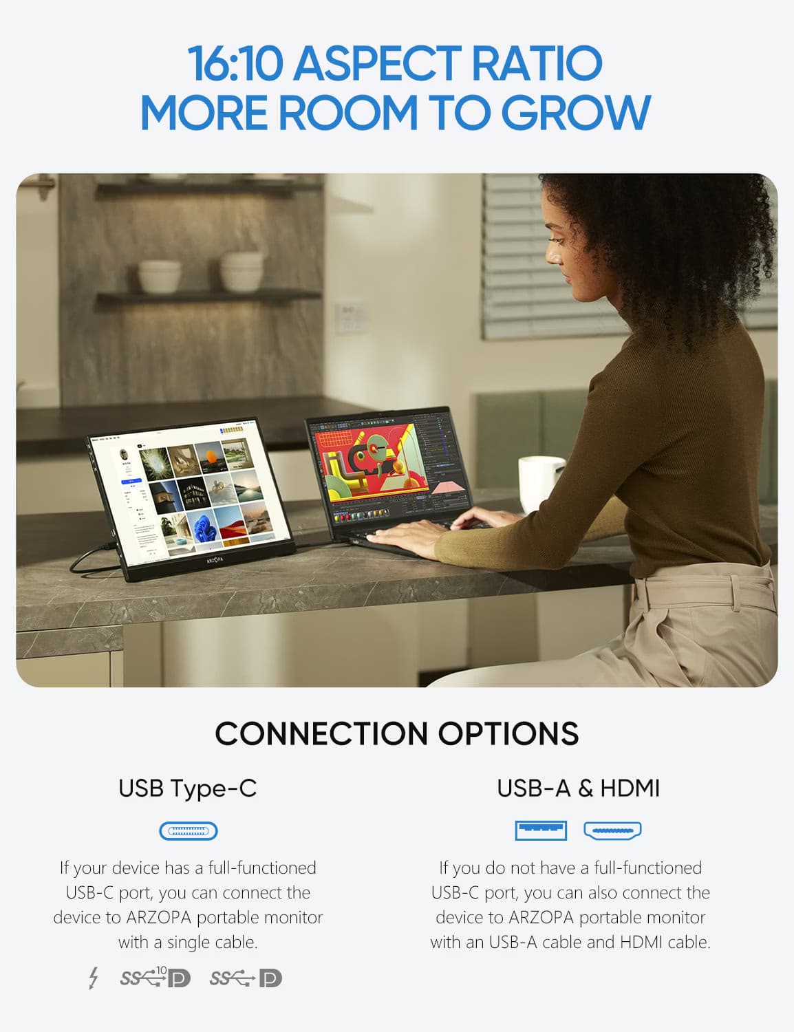 Arzopa Z1RC 16" HDR 10 USB-C - Monitor Portátil