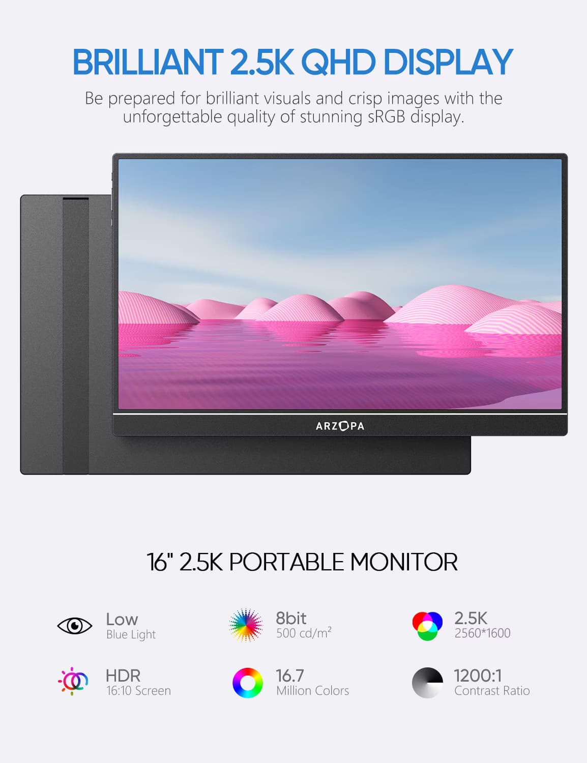 Arzopa Z1RC 16" HDR 10 USB-C - Monitor Portátil