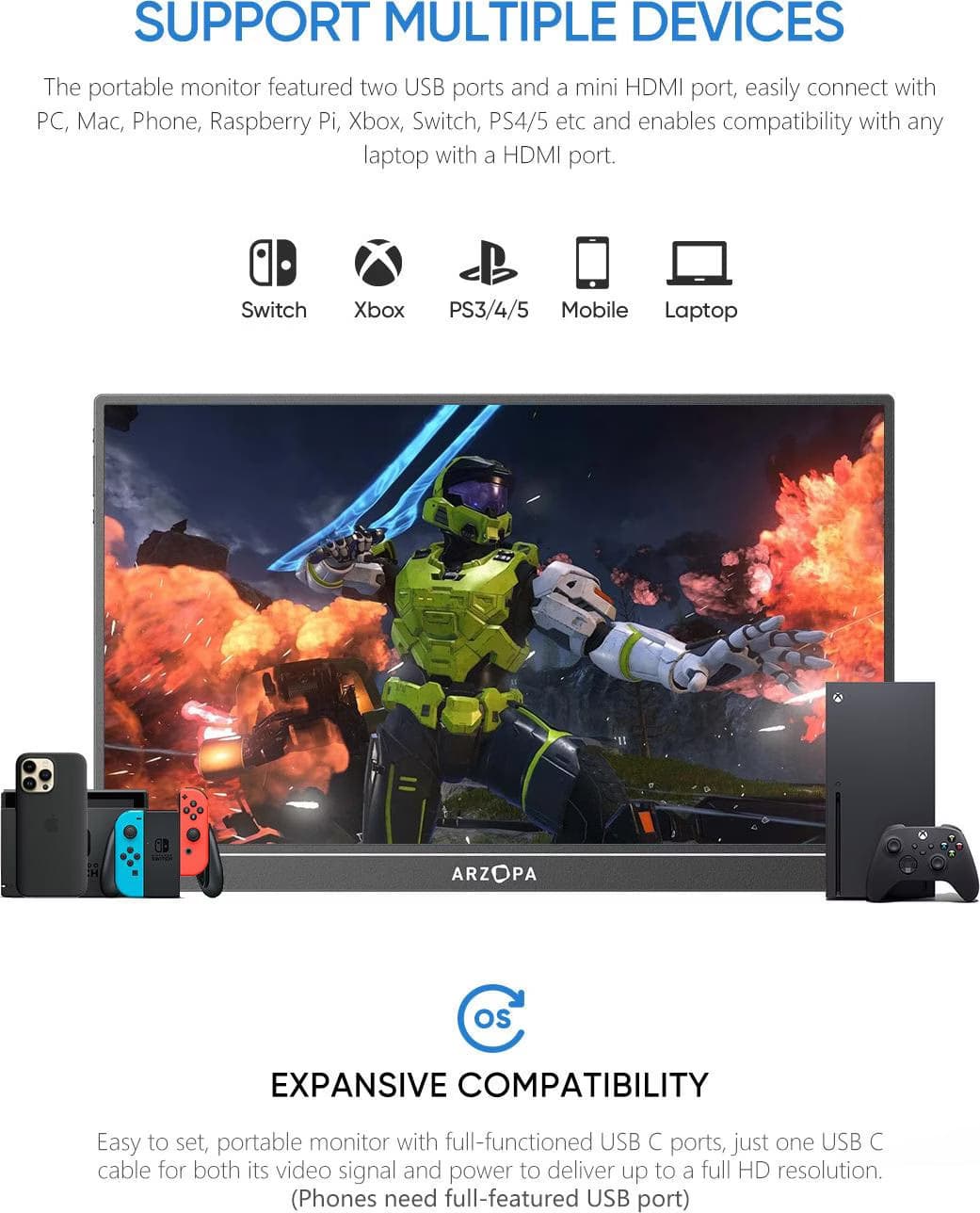 Arzopa Z1RC 16" HDR 10 USB-C - Monitor Portátil