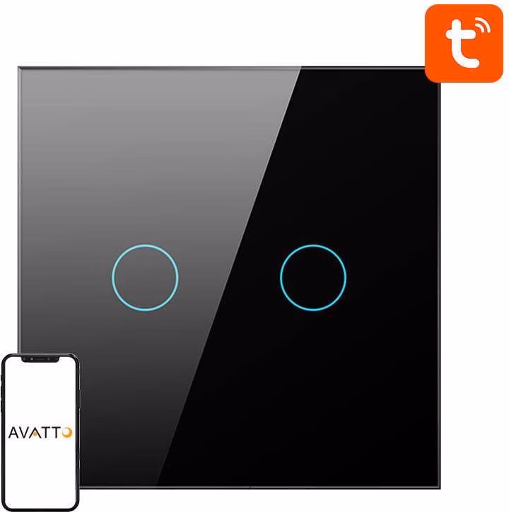 Avatto ZTS02-EU-B2 2 Botões ZigBee Preto