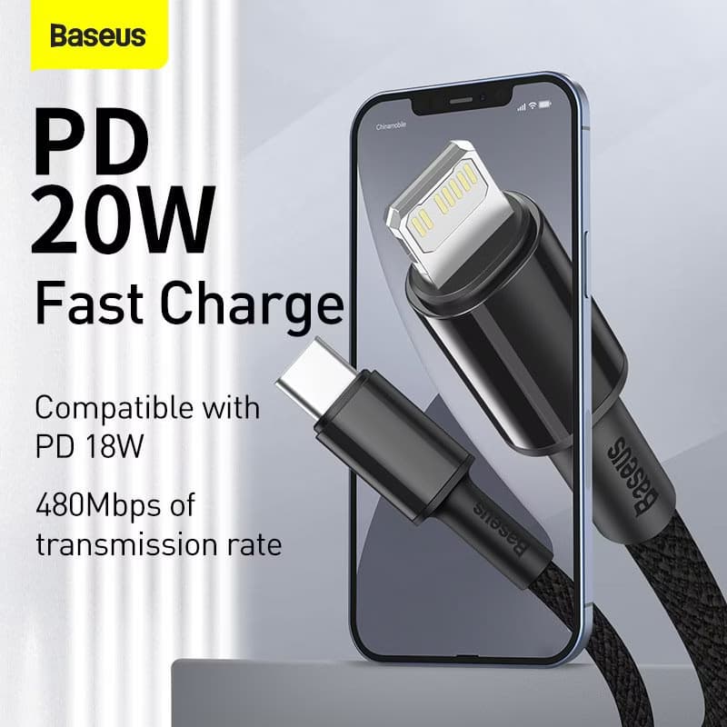 Baseus Cabo Trançado USB Tipo C para Lightning Apple 20W 1m