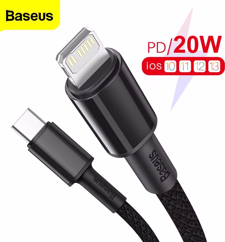 Baseus Cabo Trançado USB Tipo C para Lightning Apple 20W 1m