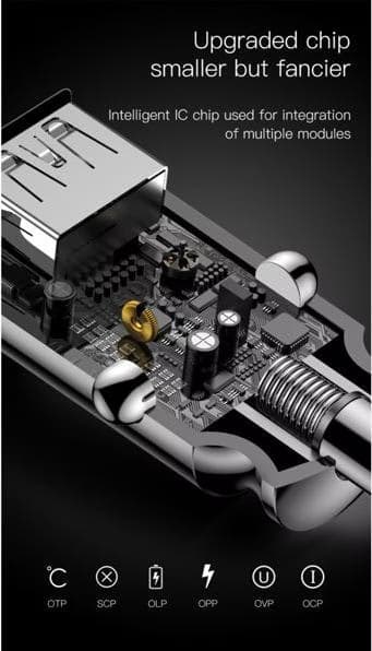 Baseus Carregador de Carro Duplo USB 3.1A Small Rice Grain