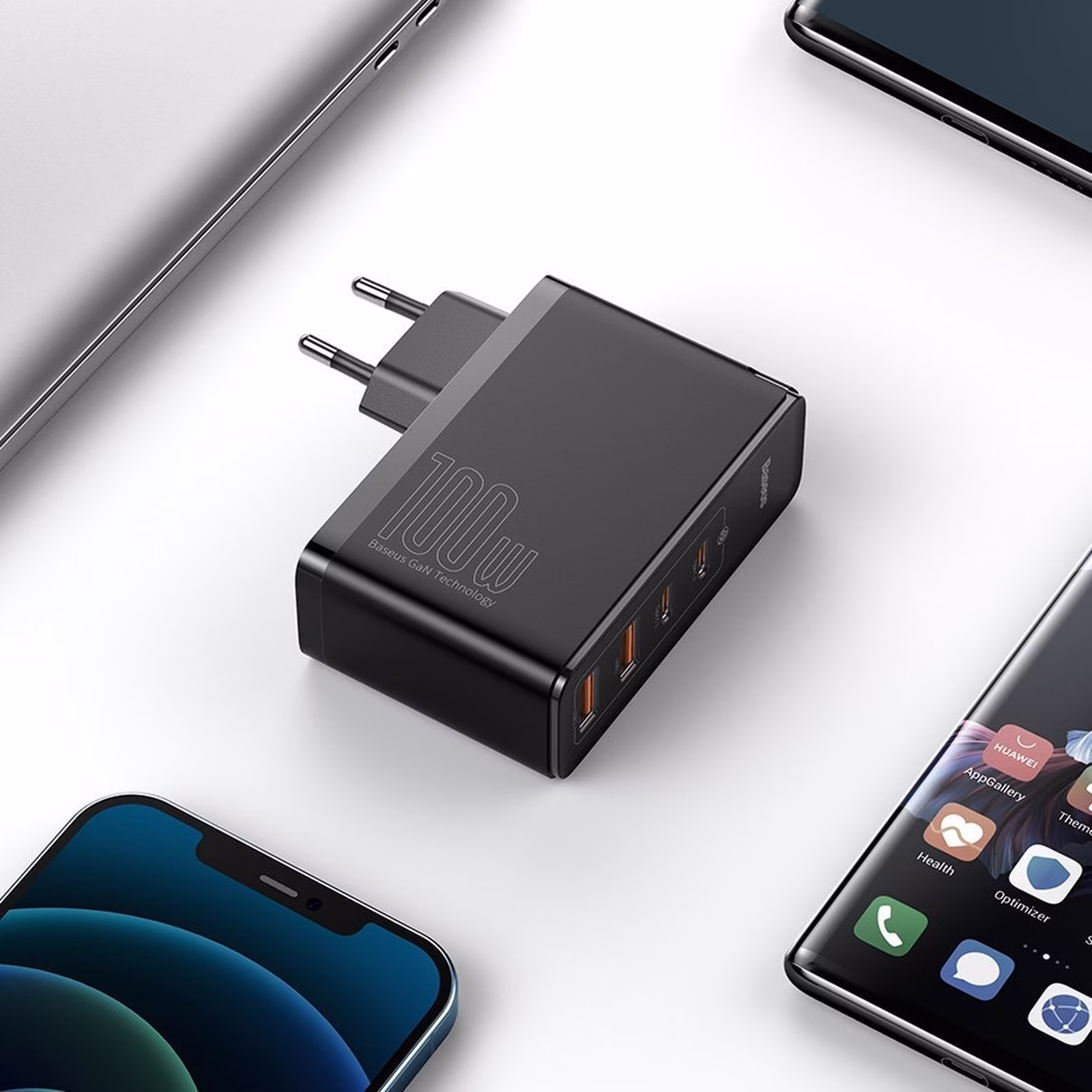 Baseus Carregador GaN2 Pro 100W 2xUSB-C+2xUSB