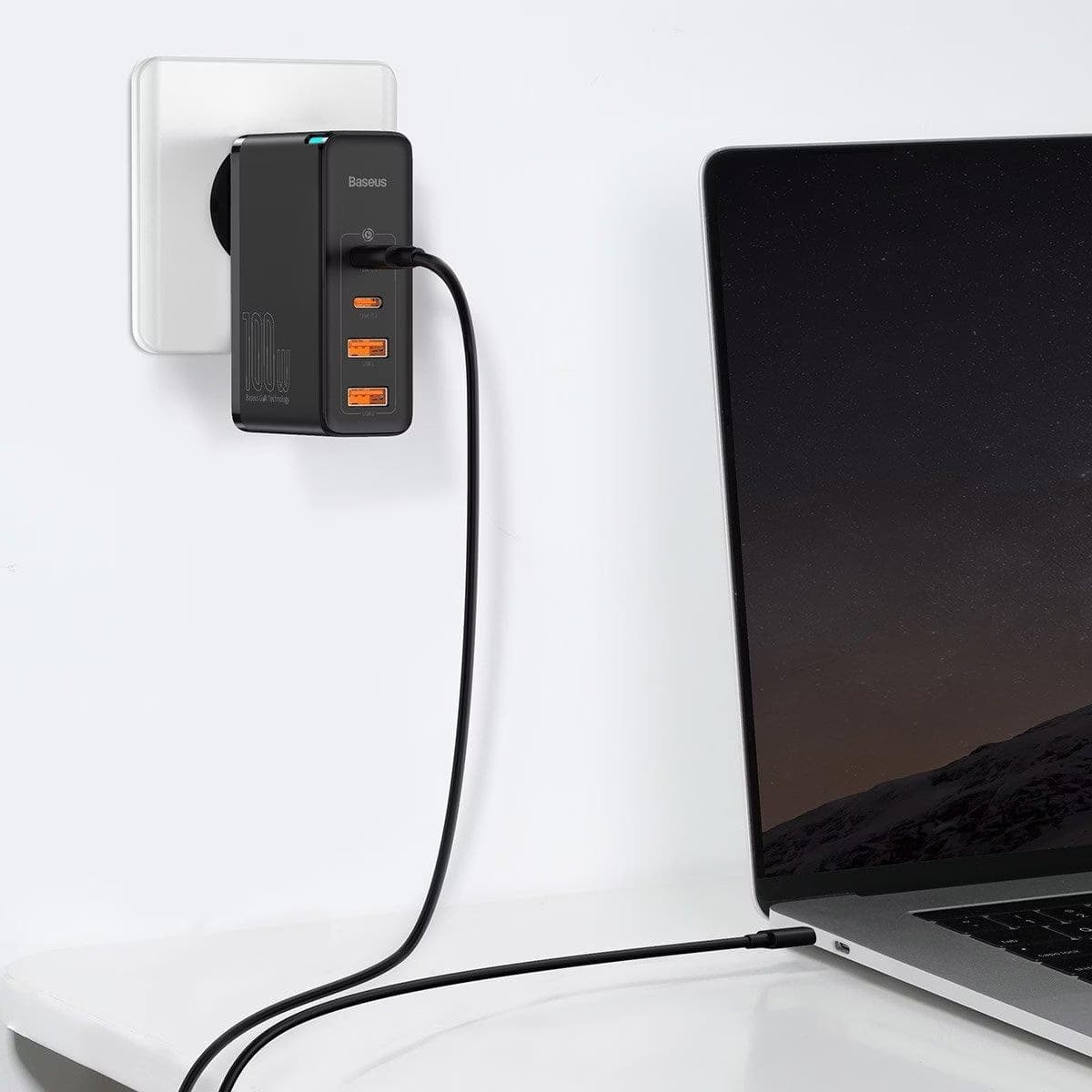 Baseus Carregador GaN2 Pro 100W 2xUSB-C+2xUSB