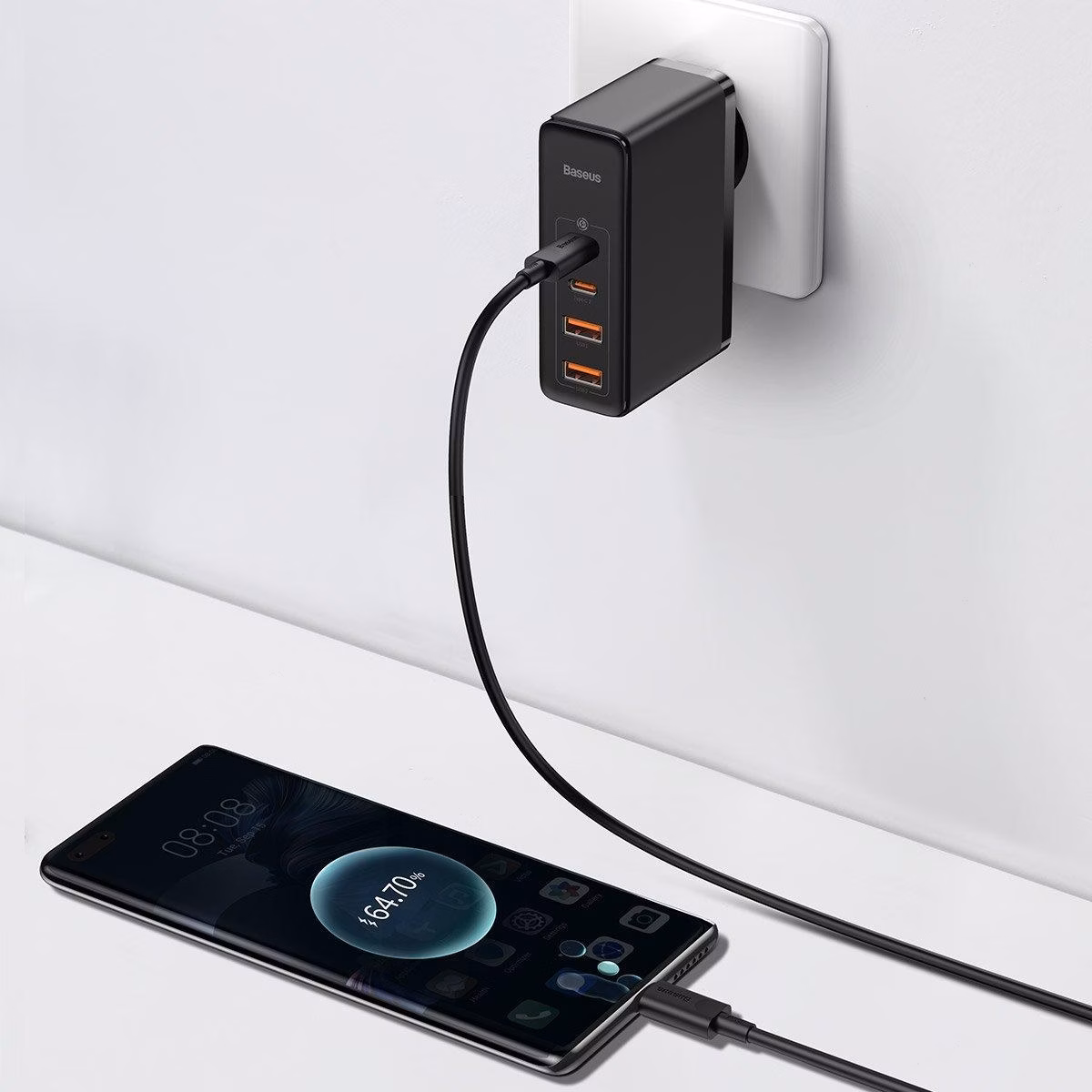 Baseus Carregador GaN2 Pro 100W 2xUSB-C+2xUSB