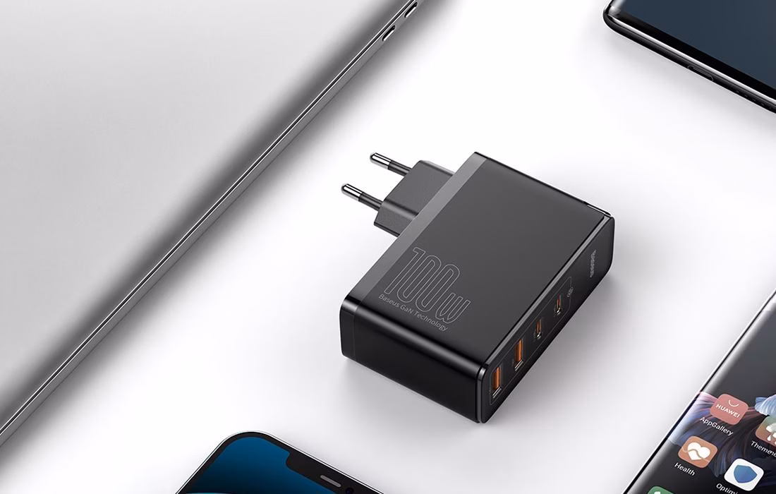 Baseus Carregador GaN2 Pro 100W 2xUSB-C+2xUSB