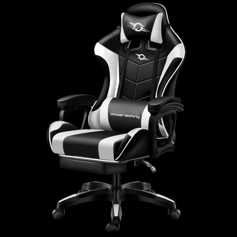 Cadeira Gaming PowerGaming Preto/Branco com Apoio para os Pés