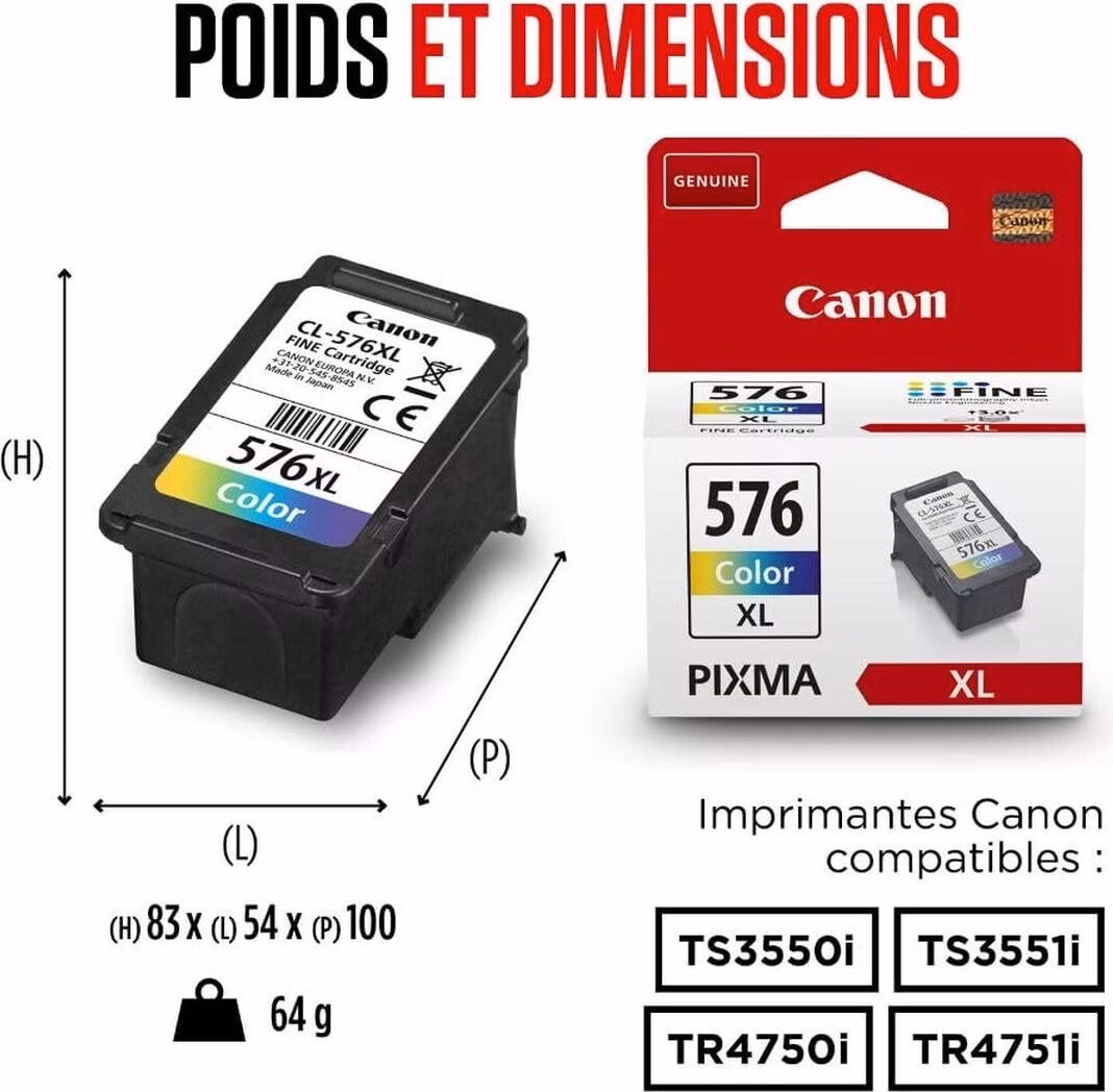 Canon CL-576XL Magenta, Amarelo, Ciano - Cartucho de tinta