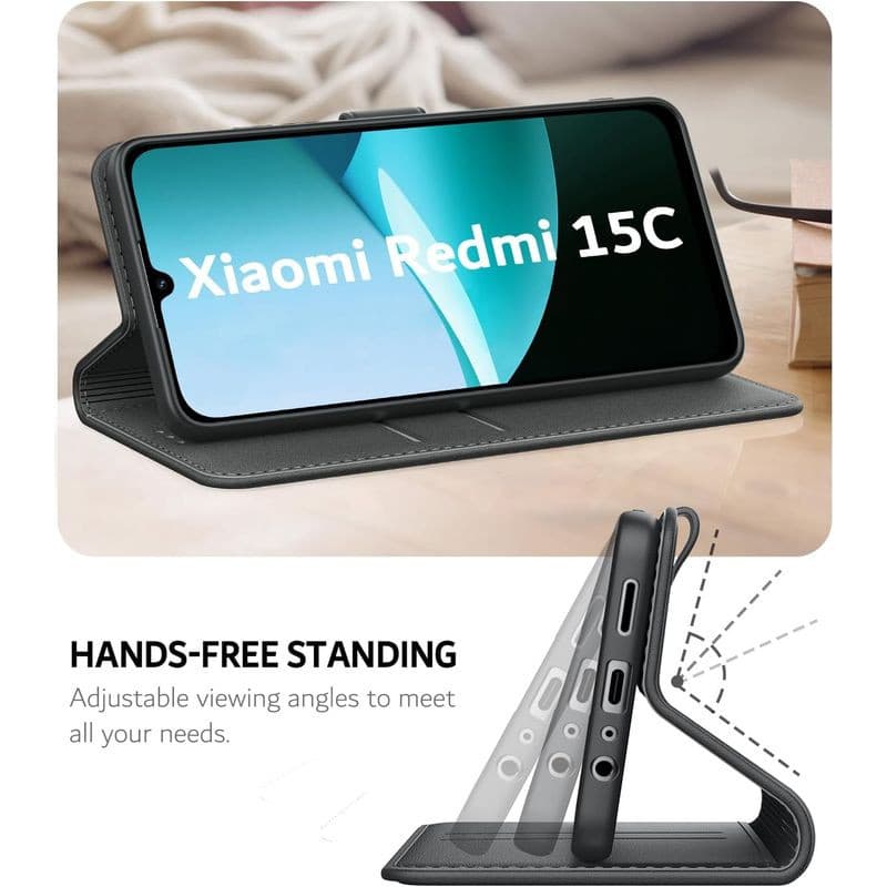 Capa para livro 360º Protection Xiaomi Redmi 15C 4G/5G Preto