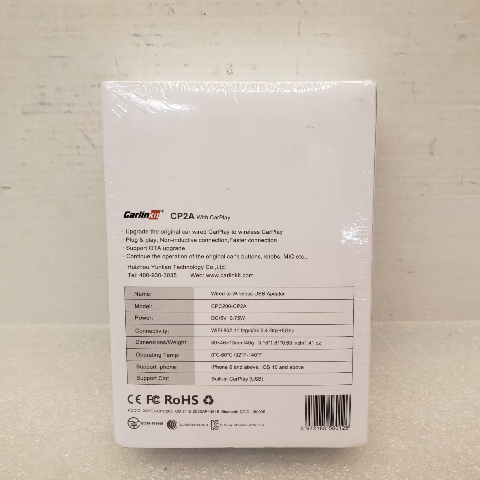 CarlinKit CPC200-CP2A - Adaptador sem fios CarPlay/Android Auto