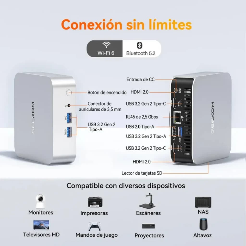 Geekom A5 Pro AMD Ryzen 5 7430U 16GB/512GB W11 Pro - Mini PC