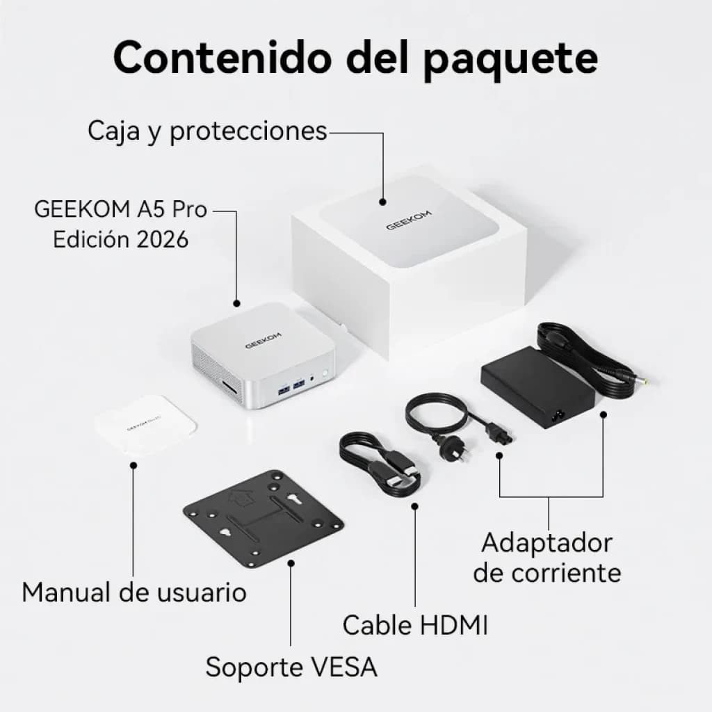 Geekom A5 Pro AMD Ryzen 5 7530U 16GB/1TB W11 Pro - Mini PC