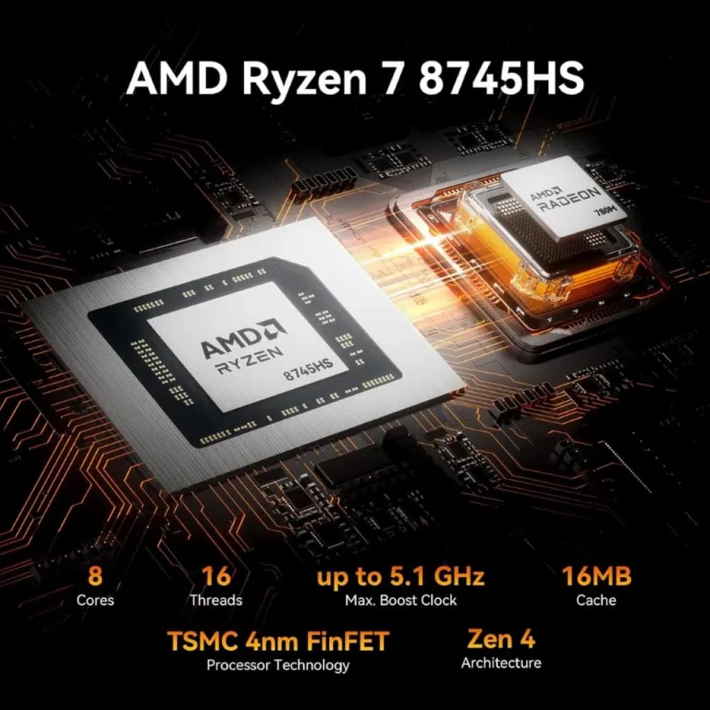 GEEKOM A8 Max AMD Ryzen 7 8745 HS 16GB/1TB W11 Pro - Mini PC