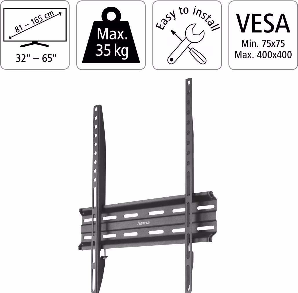 Hama 00220809 32“-65” até VESA 400x400 Preto - Suporte para TV