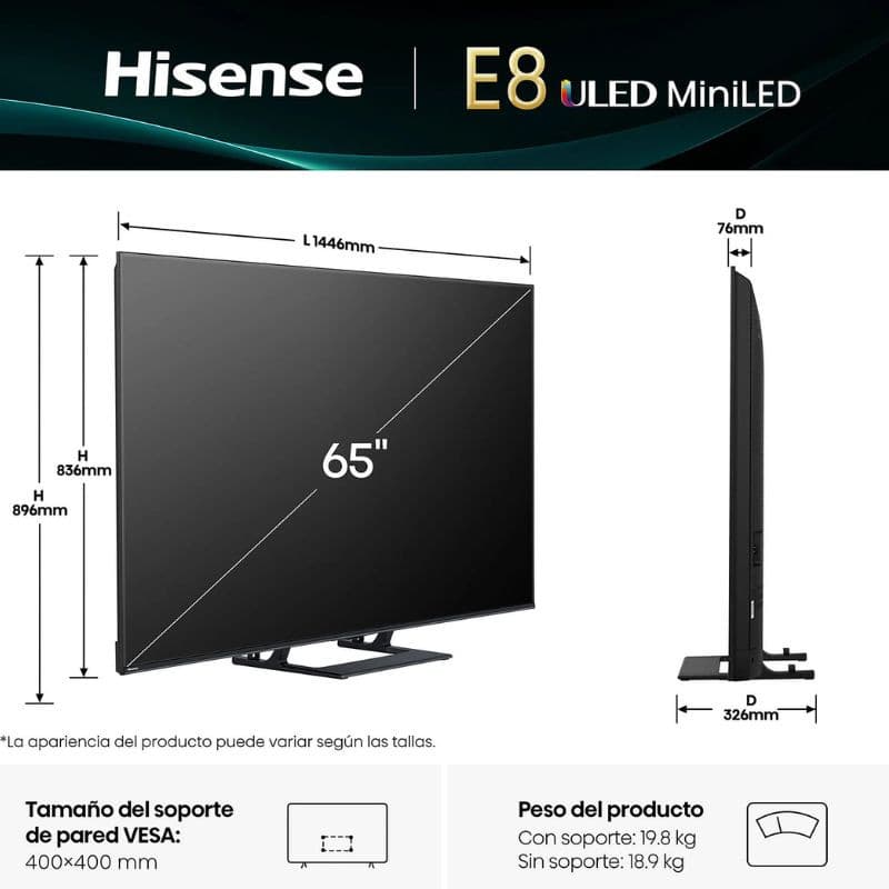 Hisense 65E8Q 65" 4K UHD LED Smart TV Preto