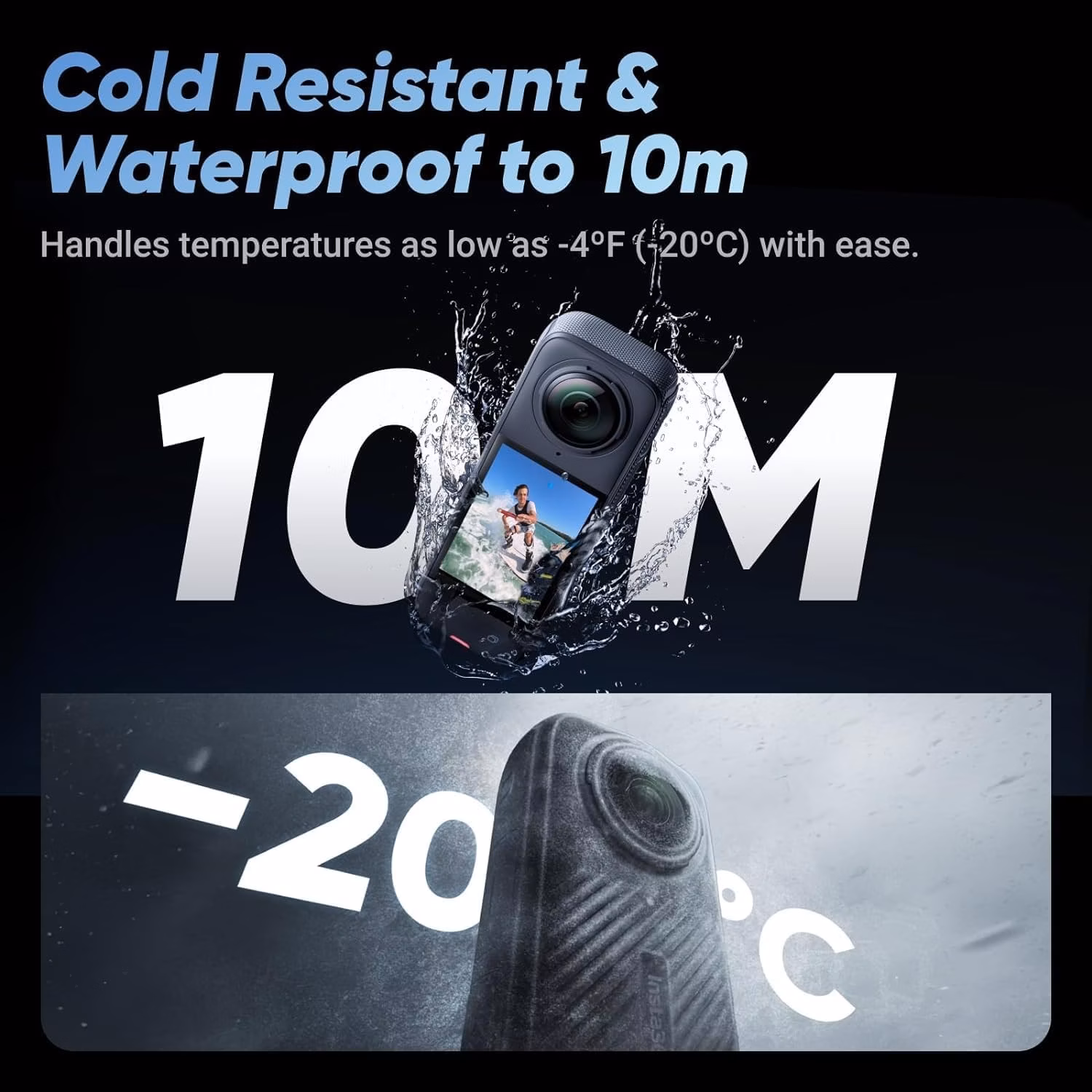 Insta360 X4 Grava em 8K, 360°, 72 MP - Câmara desportiva