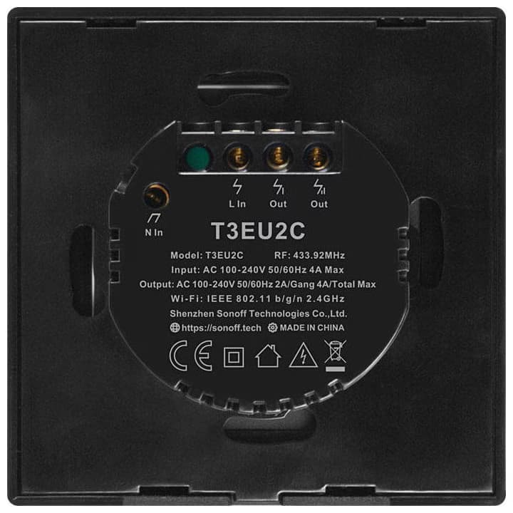 Interruptor de toque Sonoff T3 2C WiFi