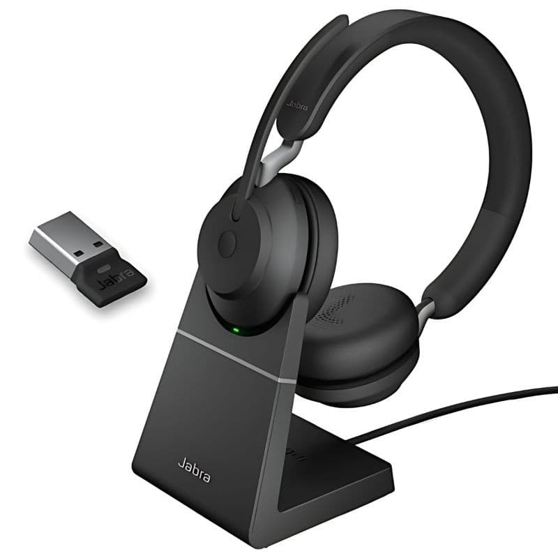 Jabra Evolve2 65 UC Estéreo (USB-A) Preto + Base de carregamento
