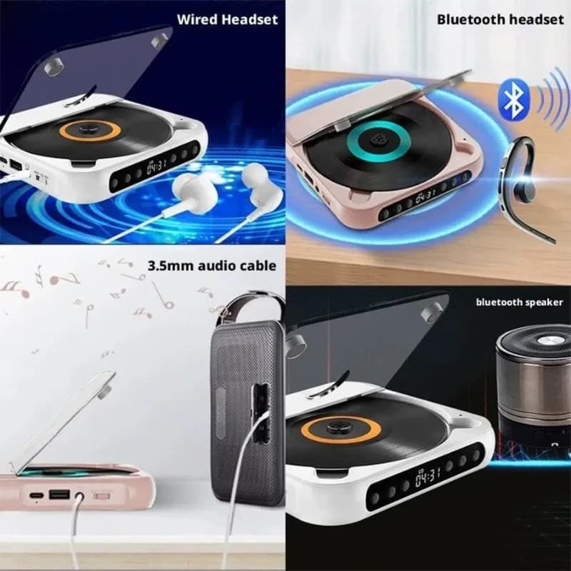 KC-918 Leitor de CD portátil estéreo Bluetooth Branco